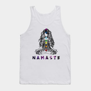 Chakra Meditation Yoga Pose Spiritual Namaste Tattoo Tank Top